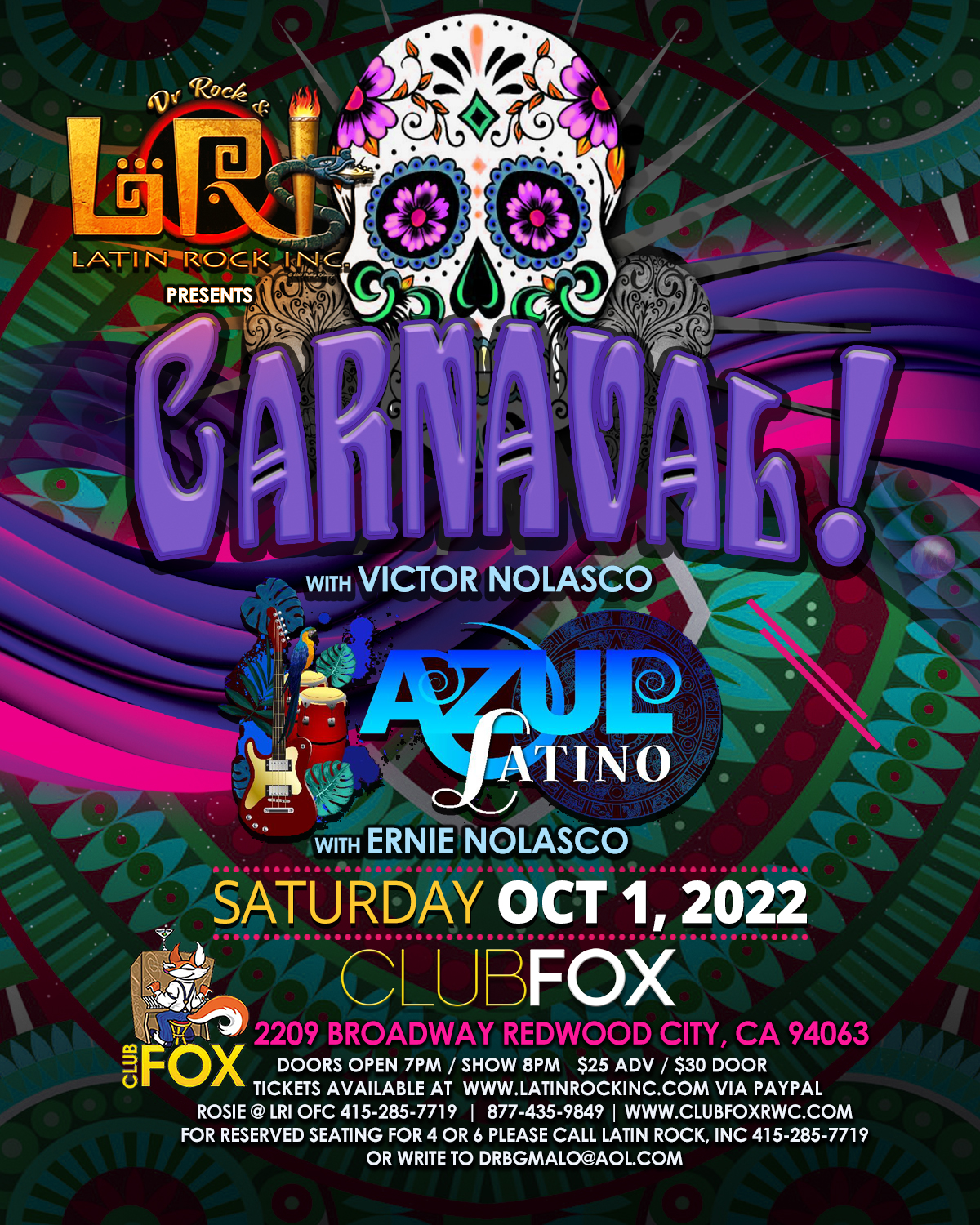 Carnaval and Azul Latino concert poster