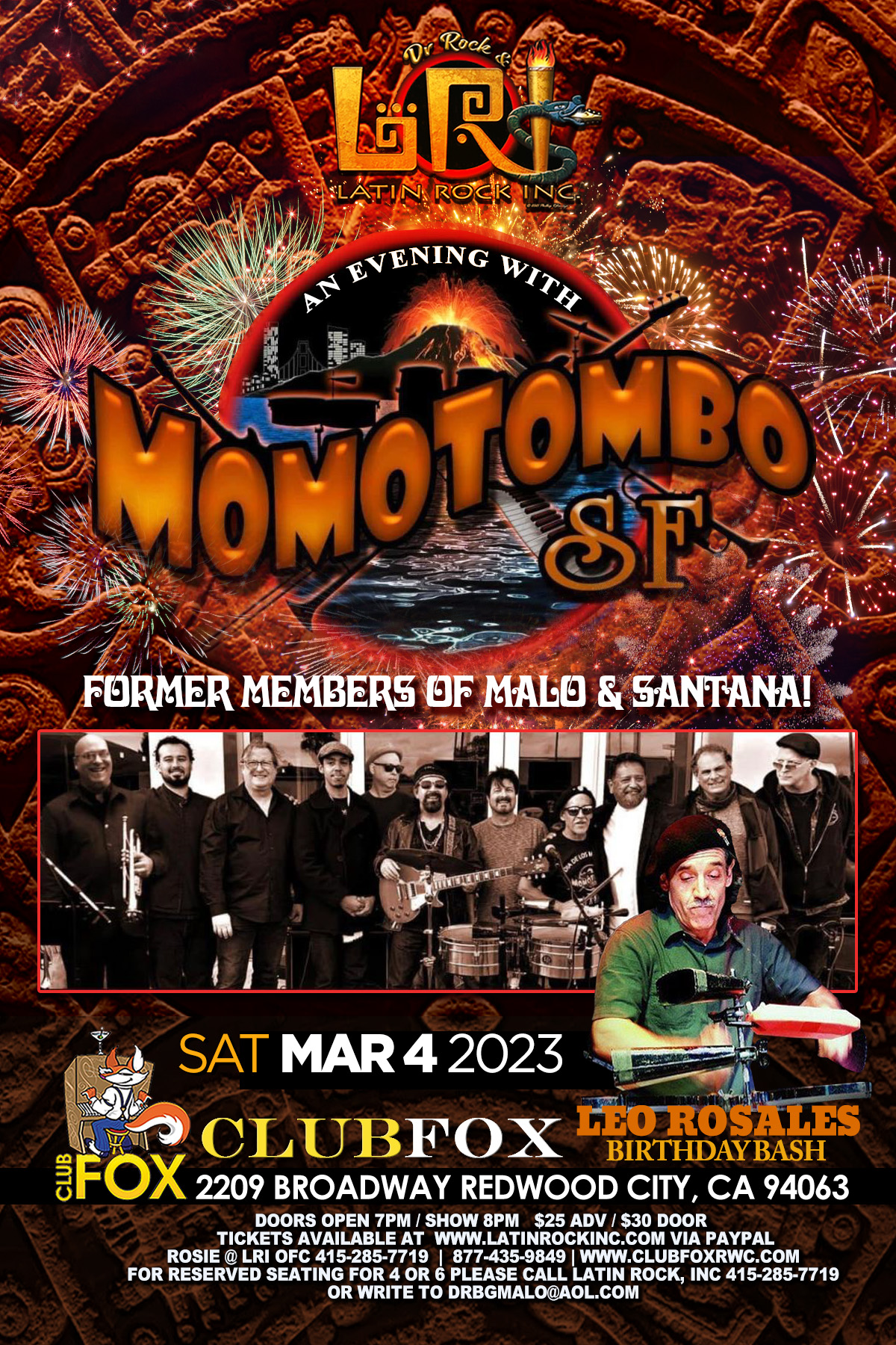 Momotombo Saturday March 4, 2023 at Club Fox in Redwood City, CA